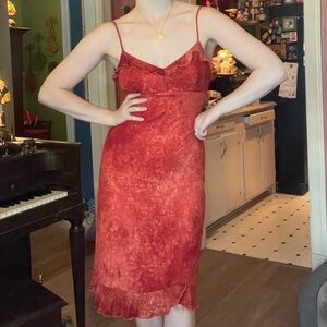 Vintage 90s y2k 2000s deadstock NWT La Belle burnt orange cami midi dress